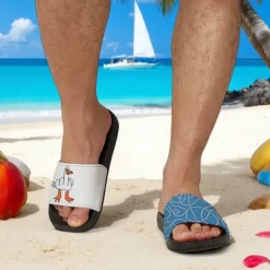 Men's Slide Sandals with Goose and Rope Pattern – Comfortable & Stylish Beach - Inspired Style for Men in Summer Beach Trips