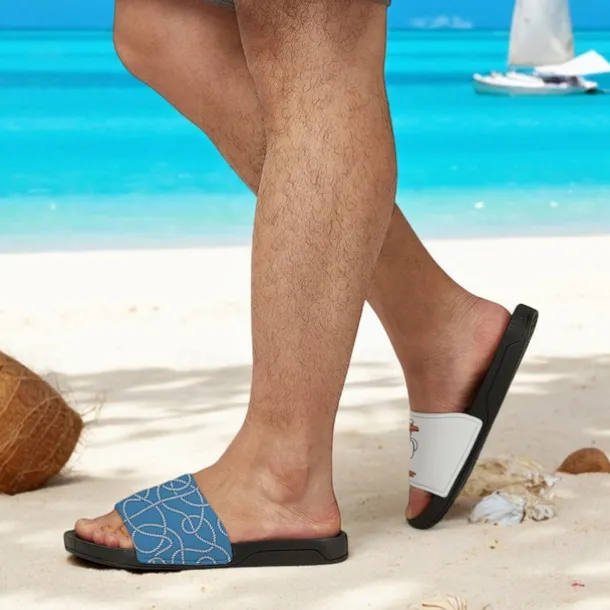 Men's Slide Sandals with Goose and Rope Pattern – Comfortable & Stylish Beach - Inspired Style for Men in Summer Beach Trips