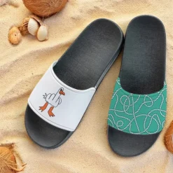 Men's Slide Sandals with Goose and Rope Pattern – Comfortable & Stylish Beach - Inspired Style for Men in Summer Beach Trips