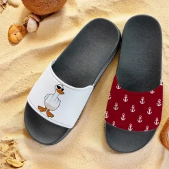 Men's Slide Sandals with Goose and Rope Pattern – Comfortable & Stylish Beach - Inspired Style for Men in Summer Beach Trips