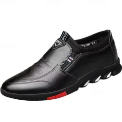 Men's Slip-On Casual Loafers – Brown Faux Leather Breathable Walking Shoes with Flexible Sole – Lightweight Fashion Sneakers for Daily Wear & Travel