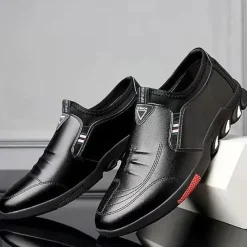 Men's Slip-On Casual Loafers – Brown Faux Leather Breathable Walking Shoes with Flexible Sole – Lightweight Fashion Sneakers for Daily Wear & Travel