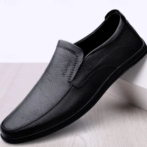 Men's Slip-On Faux Leather Loafers with Lightweight Sole – Comfortable and Stylish for Business, Casual and Daily Wear
