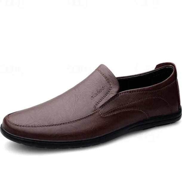 Men's Slip-On Faux Leather Loafers with Lightweight Sole – Comfortable and Stylish for Business, Casual and Daily Wear