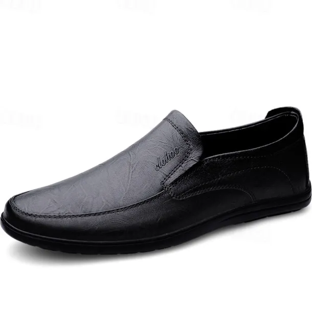 Men's Slip-On Faux Leather Loafers with Lightweight Sole – Comfortable and Stylish for Business, Casual and Daily Wear