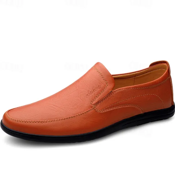 Men's Slip-On Faux Leather Loafers with Lightweight Sole – Comfortable and Stylish for Business, Casual and Daily Wear