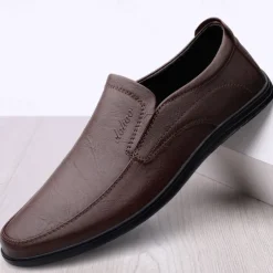 Men's Slip-On Faux Leather Loafers with Lightweight Sole – Comfortable and Stylish for Business, Casual and Daily Wear