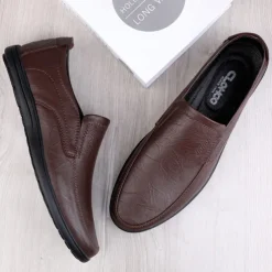 Men's Slip-On Faux Leather Loafers with Lightweight Sole – Comfortable and Stylish for Business, Casual and Daily Wear