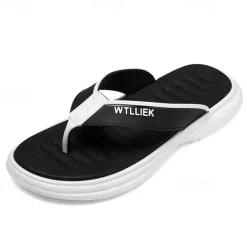 Men's Slippers & Flip-Flops Flat Sandals Flip-Flops Walking Casual Beach Daily EVA Breathable Black Blue Khaki Summer