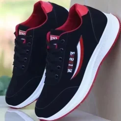Men's Sneakers Casual Daily Office & Career Canvas Breathable Lace-up Black Red Black Summer Spring