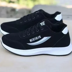 Men's Sneakers Casual Daily Office & Career Canvas Breathable Lace-up Black Red Black Summer Spring