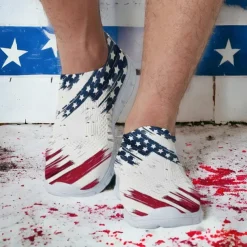 Men's Sneakers Loafers & Slip-Ons Casual Shoes Print Shoes Flyknit Shoes Sporty Casual Outdoor Daily Independence Day Knit Mesh Breathable Massage Comfortable Loafer White