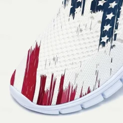 Men's Sneakers Loafers & Slip-Ons Casual Shoes Print Shoes Flyknit Shoes Sporty Casual Outdoor Daily Independence Day Knit Mesh Breathable Massage Comfortable Loafer White