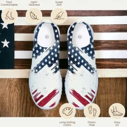 Men's Sneakers Loafers & Slip-Ons Casual Shoes Print Shoes Flyknit Shoes Sporty Casual Outdoor Daily Independence Day Knit Mesh Breathable Massage Comfortable Loafer White