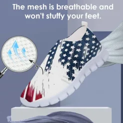 Men's Sneakers Loafers & Slip-Ons Casual Shoes Print Shoes Flyknit Shoes Sporty Casual Outdoor Daily Independence Day Knit Mesh Breathable Massage Comfortable Loafer White