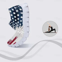 Men's Sneakers Loafers & Slip-Ons Casual Shoes Print Shoes Flyknit Shoes Sporty Casual Outdoor Daily Independence Day Knit Mesh Breathable Massage Comfortable Loafer White