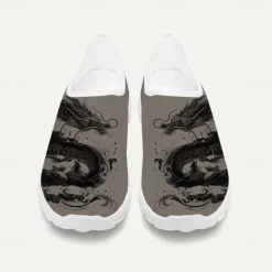 Men's Sneakers Loafers & Slip-Ons Print Shoes Light Soles Flyknit Shoes Walking Sporty Casual Outdoor Daily Vacation Mesh Breathable Comfortable Loafer White Army Green Blue