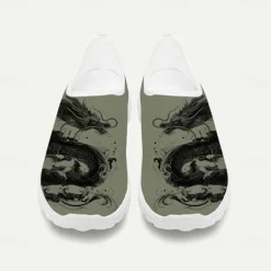 Men's Sneakers Loafers & Slip-Ons Print Shoes Light Soles Flyknit Shoes Walking Sporty Casual Outdoor Daily Vacation Mesh Breathable Comfortable Loafer White Army Green Blue