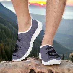 Men's Sneakers Loafers & Slip-Ons Print Shoes Light Soles Flyknit Shoes Walking Sporty Casual Outdoor Daily Vacation Mesh Breathable Comfortable Loafer White Army Green Blue