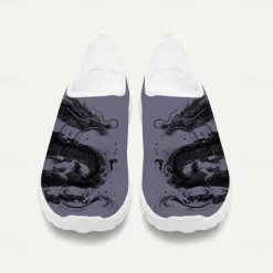 Men's Sneakers Loafers & Slip-Ons Print Shoes Light Soles Flyknit Shoes Walking Sporty Casual Outdoor Daily Vacation Mesh Breathable Comfortable Loafer White Army Green Blue