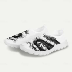 Men's Sneakers Loafers & Slip-Ons Print Shoes Light Soles Flyknit Shoes Walking Sporty Casual Outdoor Daily Vacation Mesh Breathable Comfortable Loafer White Army Green Blue