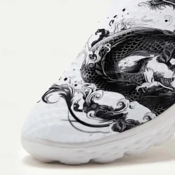 Men's Sneakers Loafers & Slip-Ons Print Shoes Light Soles Flyknit Shoes Walking Sporty Casual Outdoor Daily Vacation Mesh Breathable Comfortable Loafer White Army Green Blue