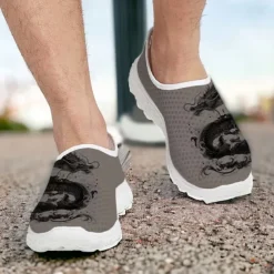 Men's Sneakers Loafers & Slip-Ons Print Shoes Light Soles Flyknit Shoes Walking Sporty Casual Outdoor Daily Vacation Mesh Breathable Comfortable Loafer White Army Green Blue