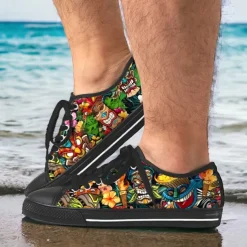 Men's Sneakers Print Shoes Plus Size Classic Casual Beach Outdoor Daily Canvas Comfortable Slip Resistant Lace-up Yellow Red Blue