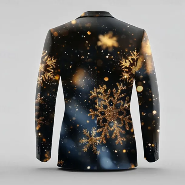 Men's Snowflake Long Sleeve Turndown Business Party Evening Wear Dailywear Buttons 3D Print Multi Pocket