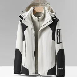 Men's Softshell Jacket Hiking Jacket Winter Outdoor Color Block Thermal Warm Windproof Water Resistant 3-in-1 Jacket Windbreaker Jacket Traveling Black Ivory Army Green Red Blue