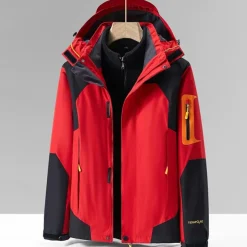 Men's Softshell Jacket Hiking Jacket Winter Outdoor Color Block Thermal Warm Windproof Water Resistant 3-in-1 Jacket Windbreaker Jacket Traveling Black Ivory Army Green Red Blue