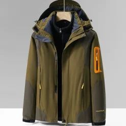 Men's Softshell Jacket Hiking Jacket Winter Outdoor Color Block Thermal Warm Windproof Water Resistant 3-in-1 Jacket Windbreaker Jacket Traveling Black Ivory Army Green Red Blue