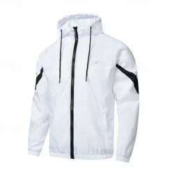 Men's Softshell Jacket Hiking Jacket Outdoor Color Block Windproof Water Resistant Hoodie Windbreaker Jacket Camping / Hiking / Caving Traveling Black White Grey