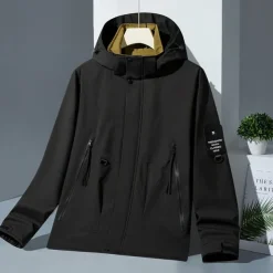 Men's Softshell Jacket Hiking Jacket Rain Jacket Outdoor Windproof Water Resistant Lightweight Windbreaker Jacket Traveling Black White Yellow Army Green