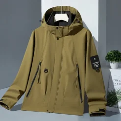 Men's Softshell Jacket Hiking Jacket Rain Jacket Outdoor Windproof Water Resistant Lightweight Windbreaker Jacket Traveling Black White Yellow Army Green