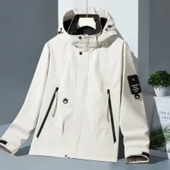 Men's Softshell Jacket Hiking Jacket Rain Jacket Outdoor Windproof Water Resistant Lightweight Windbreaker Jacket Traveling Black White Yellow Army Green