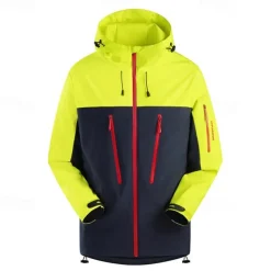 Men's Softshell Jacket Hiking Jacket Outdoor Patchwork Windproof Water Resistant Windbreaker Jacket Traveling Black Yellow Light Blue Grey