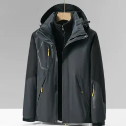 Men's Softshell Jacket Hiking Jacket Winter Outdoor Color Block Windproof Water Resistant 3-in-1 Jacket Fleece Jackets Windbreaker Jacket Traveling Dark Grey Black Ivory Army Green Red