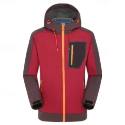 Men's Softshell Jacket Hiking Jacket Outdoor Color Block Waterproof Windproof Windbreaker Jacket Traveling Black Red Navy Blue Royal Blue Grey