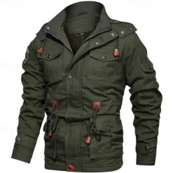 Men's Softshell Jacket Hiking Jacket Winter Outdoor Fleece Lining Warm Windbreaker Jacket Traveling Black Army Green Khaki