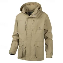 Men's Softshell Jacket Hiking Jacket Outdoor Windproof Water Resistant Windbreaker Jacket Traveling Khaki Dark Blue Grey