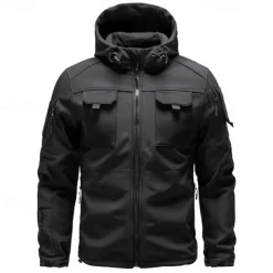 Men's Softshell Jacket Hiking Jacket Winter Outdoor Color Block Windproof Water Resistant Windbreaker Jacket Traveling Black Army Green Grey