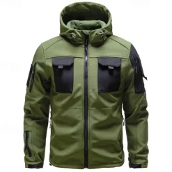 Men's Softshell Jacket Hiking Jacket Winter Outdoor Color Block Windproof Water Resistant Windbreaker Jacket Traveling Black Army Green Grey