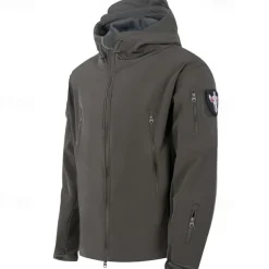 Men's Softshell Jacket Hiking Jacket Outdoor Windproof Water Resistant Windbreaker Jacket Traveling Black Green Khaki Grey