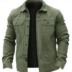 Men's Solid Color Cowboy Work Shirt Western Shirt Cargo Shirt Long Sleeve Casual Tactical Sports & Outdoor Going out Winter Spring & Fall Turndown Print Army Green Khaki