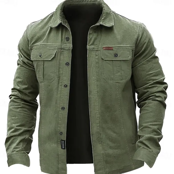 Men's Solid Color Cowboy Work Shirt Western Shirt Cargo Shirt Long Sleeve Casual Tactical Sports & Outdoor Going out Winter Spring & Fall Turndown Print Army Green Khaki