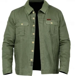 Men's Solid Color Cowboy Work Shirt Western Shirt Cargo Shirt Long Sleeve Vintage Casual Tactical Sports & Outdoor Going out Winter Spring & Fall Turndown Print Army Green Khaki