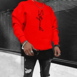 Men's Solid Color Pullover Long Sleeve Sweatshirt Crew Neck Streetwear Sportswear Basic Hot Stamping Sports & Outdoor Casual Streetwear Oversized Spring Fall