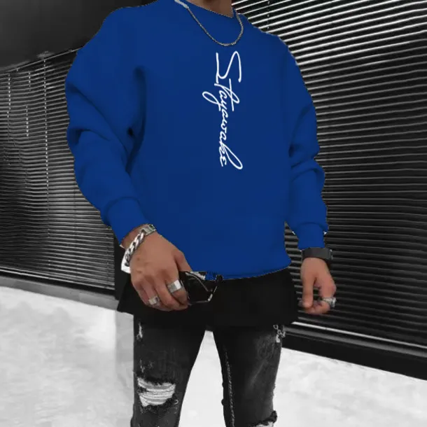 Men's Solid Color Pullover Long Sleeve Sweatshirt Crew Neck Streetwear Sportswear Basic Hot Stamping Sports & Outdoor Casual Streetwear Oversized Spring Fall