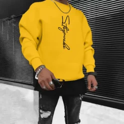 Men's Solid Color Pullover Long Sleeve Sweatshirt Crew Neck Streetwear Sportswear Basic Hot Stamping Sports & Outdoor Casual Streetwear Oversized Spring Fall